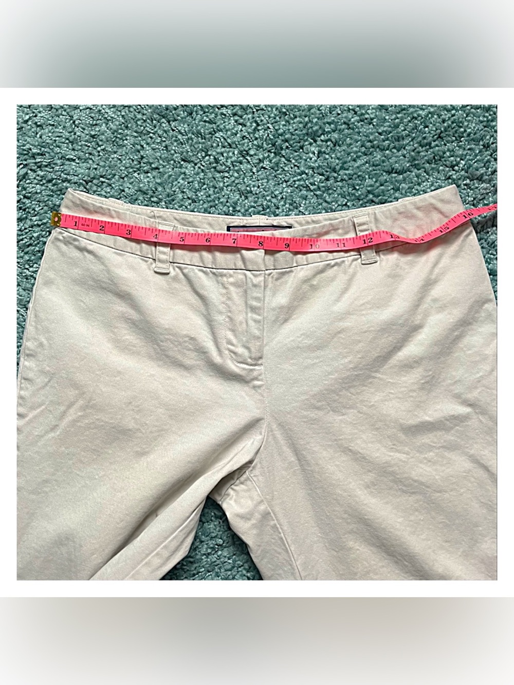 Vineyard Vines Cream Crop Chinos Pants Womens 4 Flat Front Split Hem - Picture 5 of 9